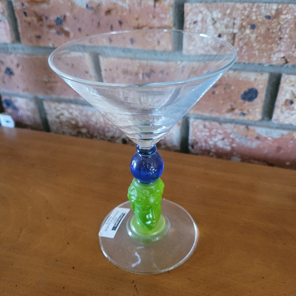 Tiki Man Blue Green Richard Jolly Martini Glass 1996 - Picture 4 of 6